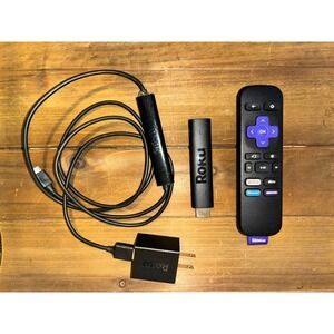 ROKU Streaming Stick 4K 3820R w/ Voice Remote, Cords & Power Adapter Wall Block